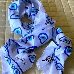 Evil Eye printed silk scarves